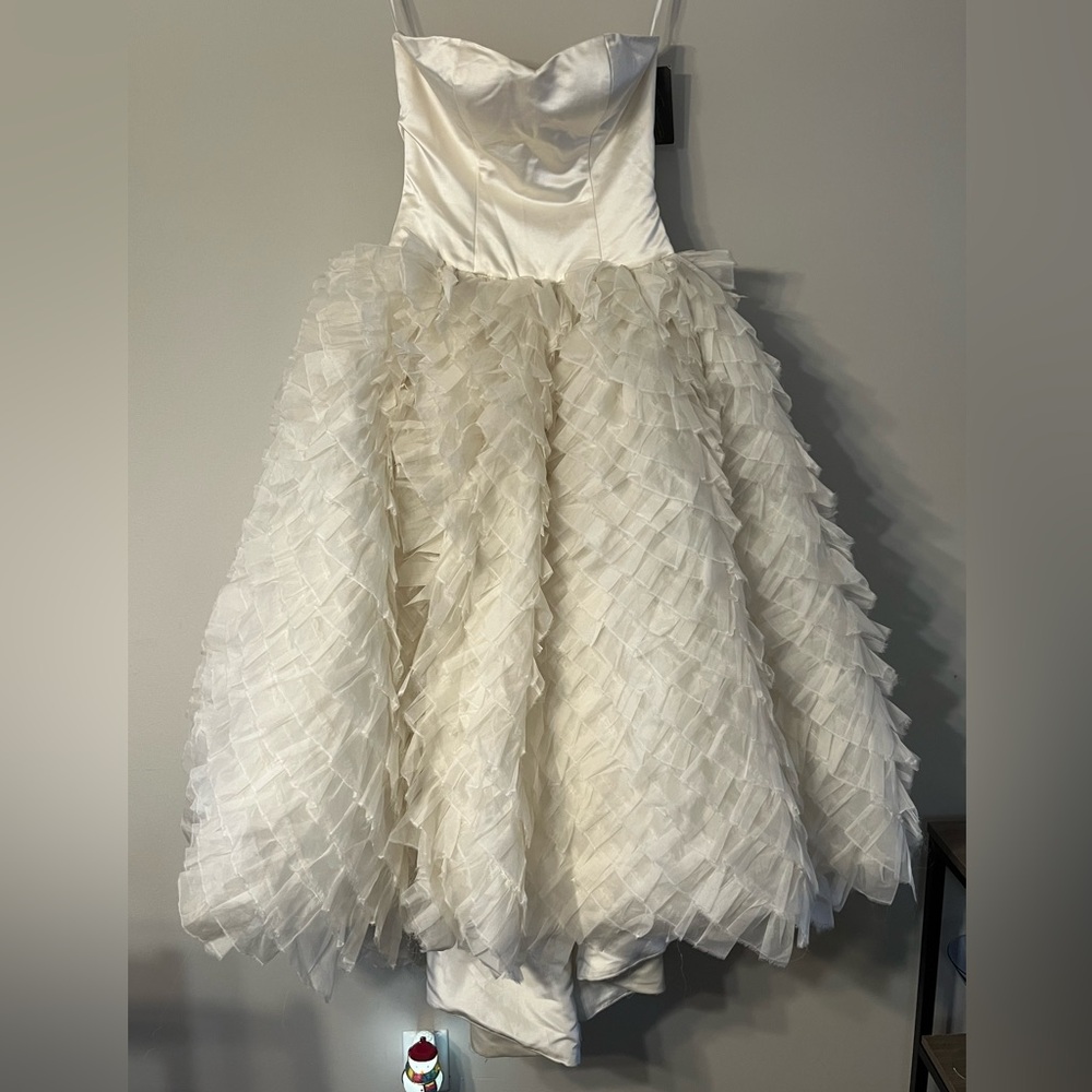 New with tags 3/4 length Firas Yousif silk organza wedding dress size 8.